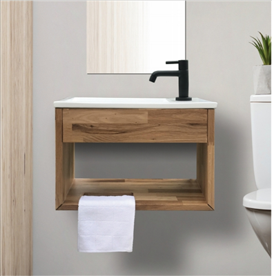 מדף סידני - כיור לבן וברז שחור